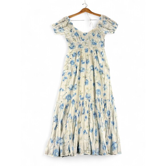 Loveshackfancy Dresses & Skirts - Loveshackfancy Blue Floral Tiered Maxi Dress Size 4